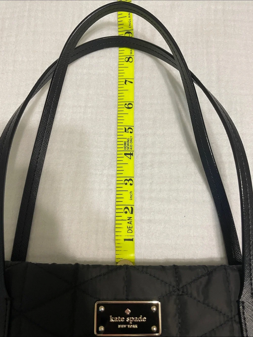 kate spade Black Quilted Tote with Logo Plaque